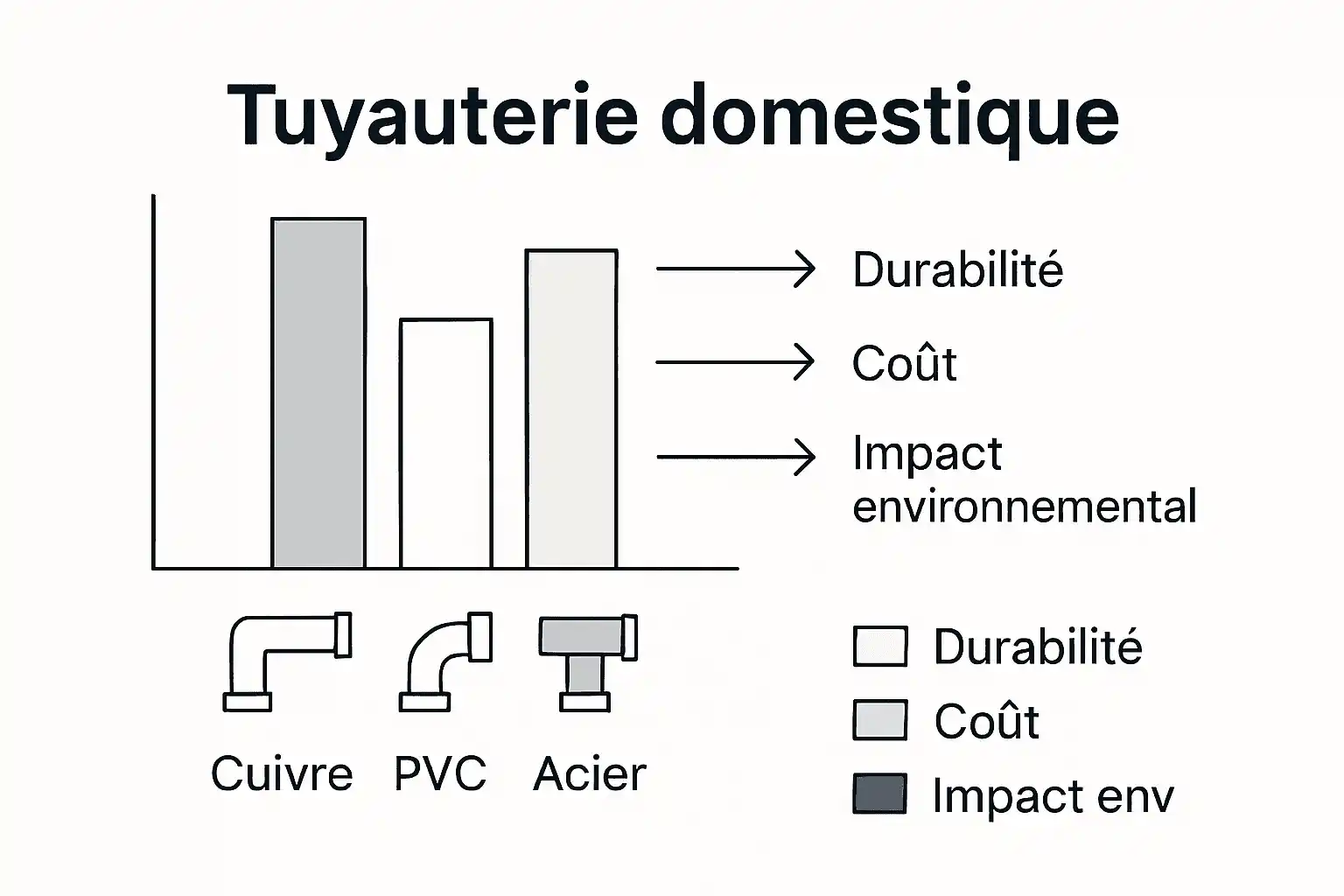 Comparatif visuel des différents matériaux utilisés pour la plomberie domestique