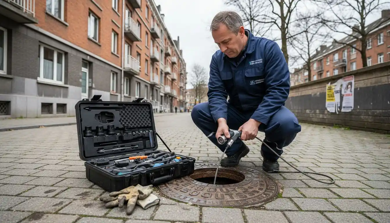 Contrôle professionnel des conduites sous chaussée pavée