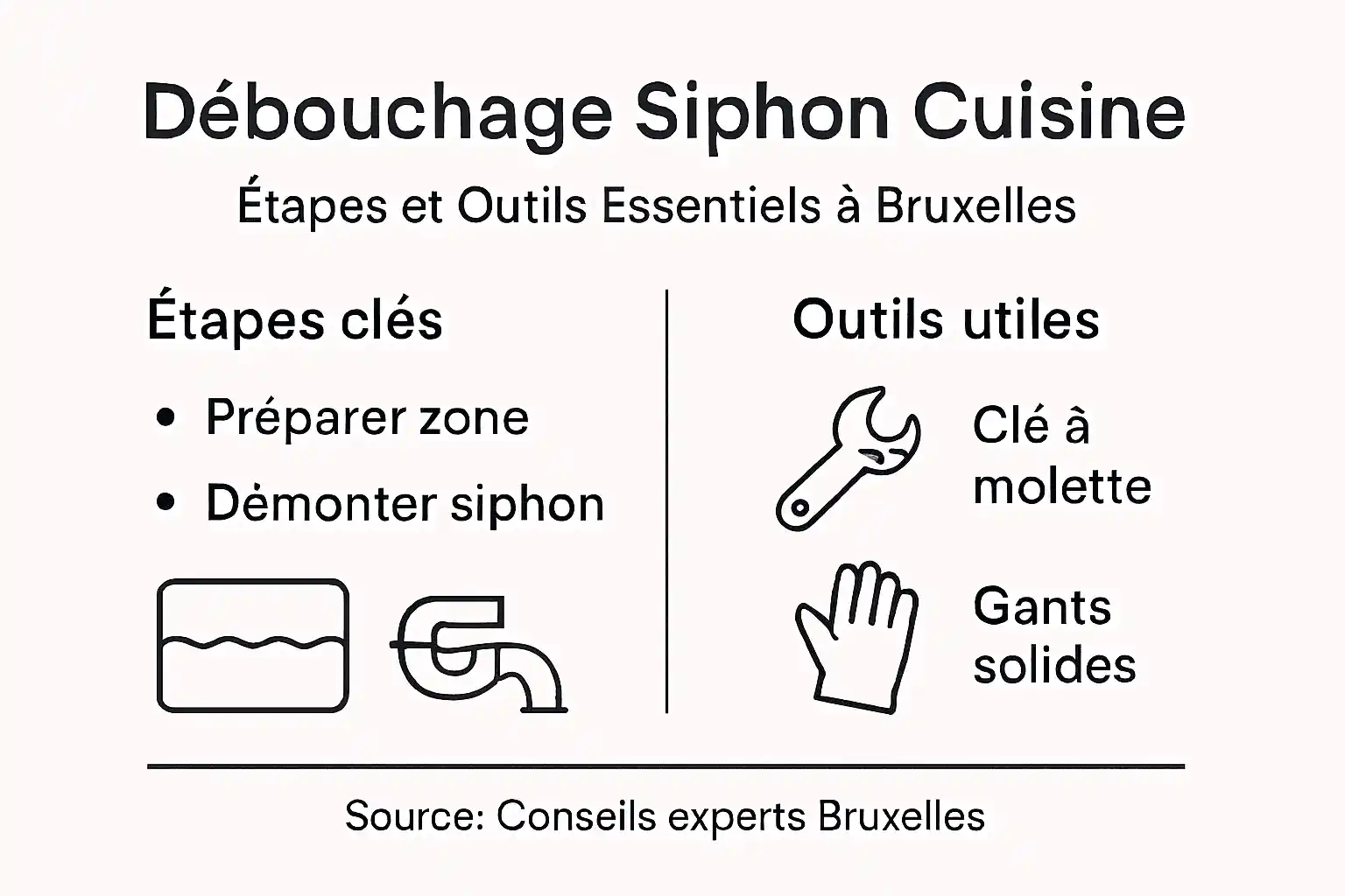 Schéma explicatif : étapes et solutions pour déboucher un siphon