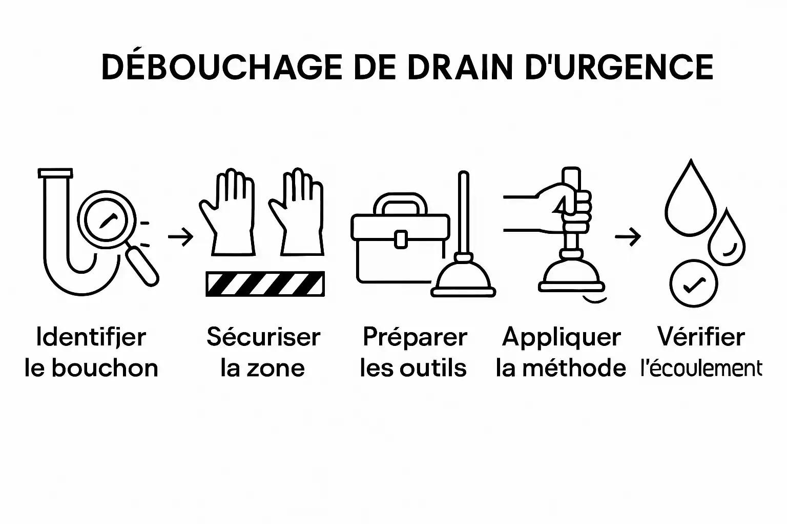 Infographie : 5 étapes pour déboucher une canalisation