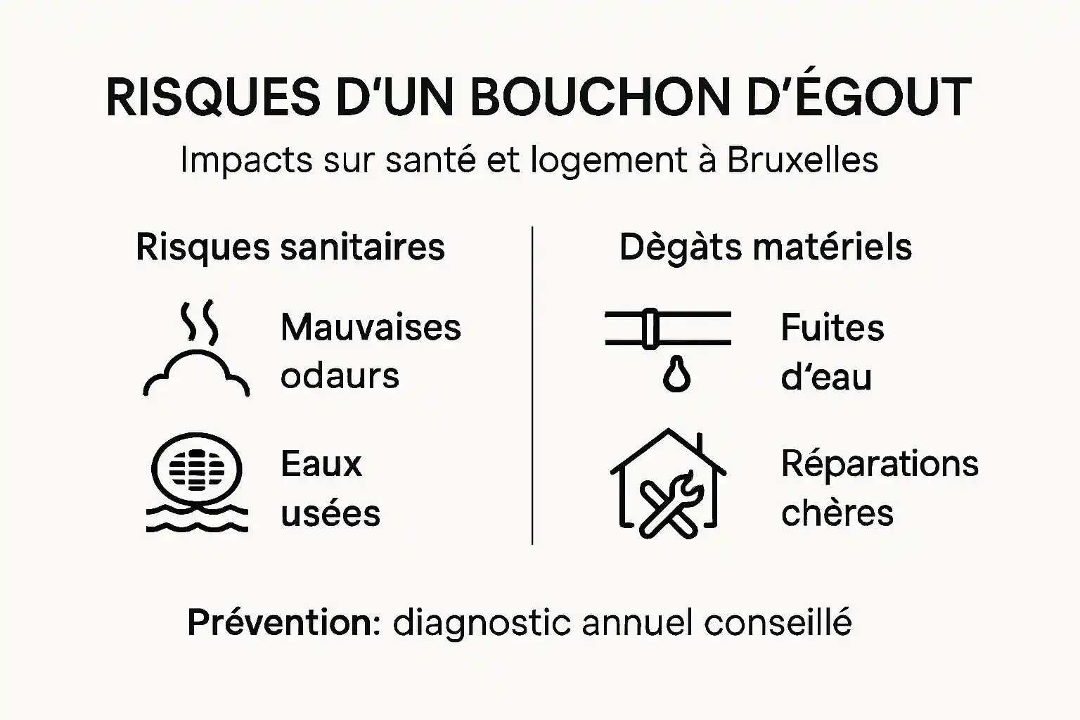 Infographie : comprendre les dangers et conséquences des canalisations bouchées à Bruxelles