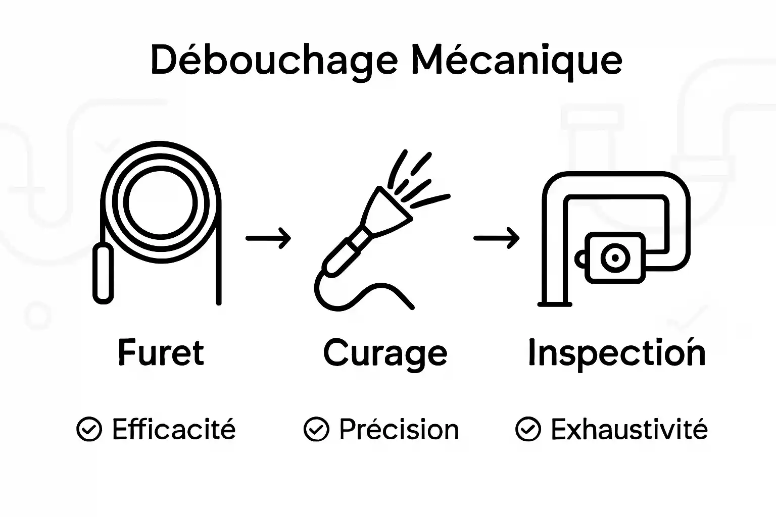 Infographie des méthodes mécaniques de débouchage