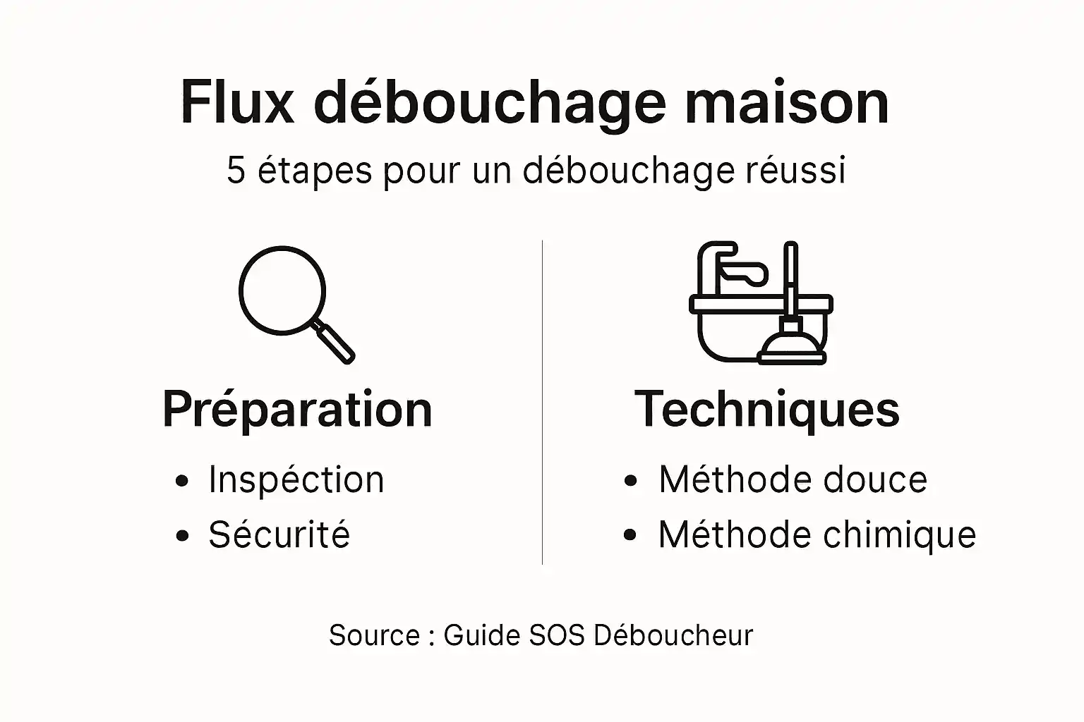 Infographie : les étapes essentielles pour déboucher vos canalisations à la maison