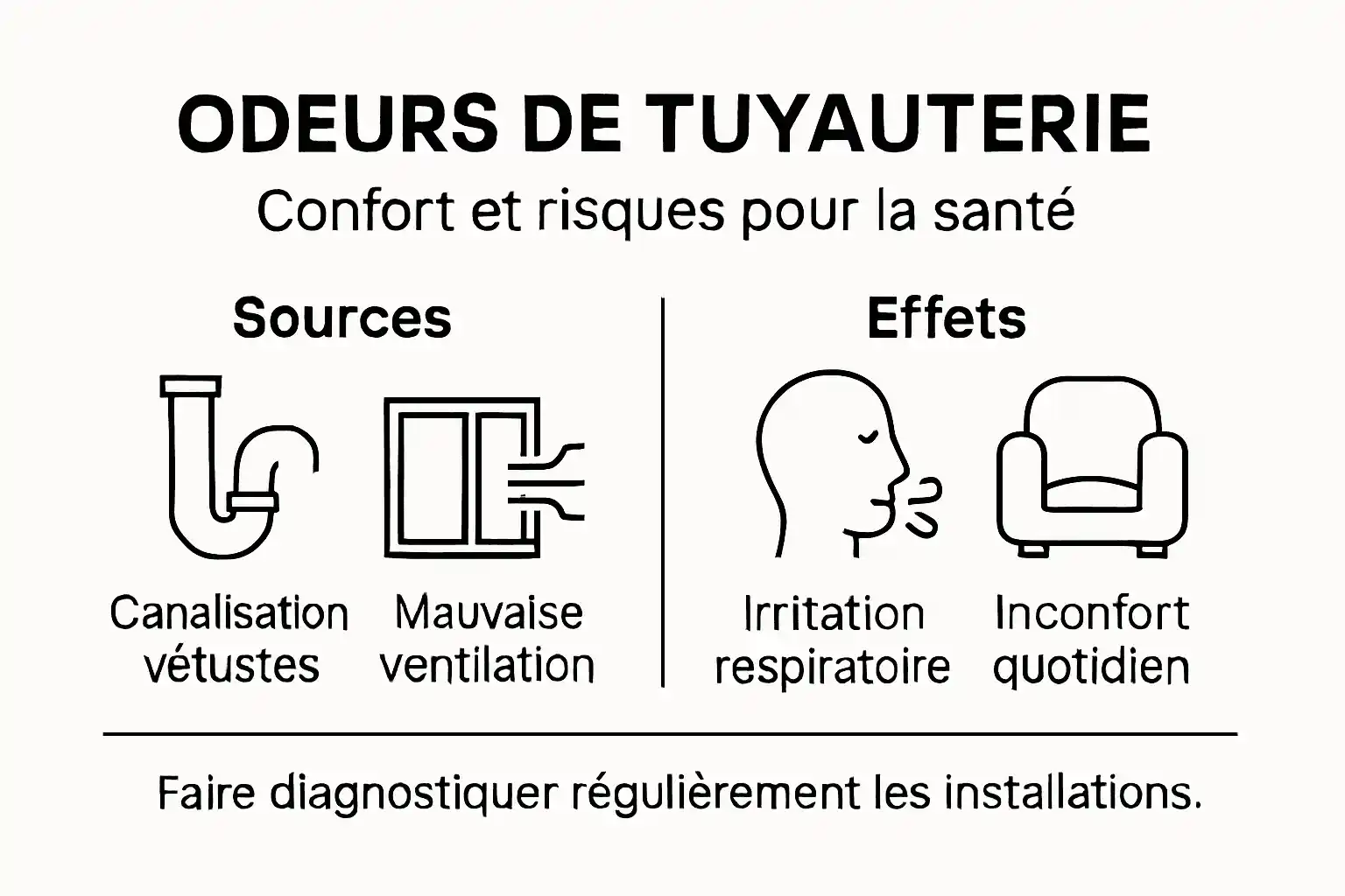 Infographie : les odeurs de canalisation et leurs effets sur la santé