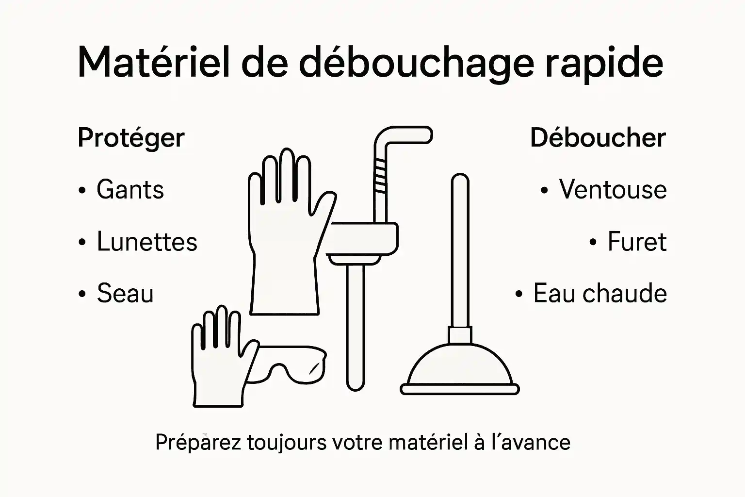 Infographie : les outils indispensables pour déboucher rapidement vos canalisations