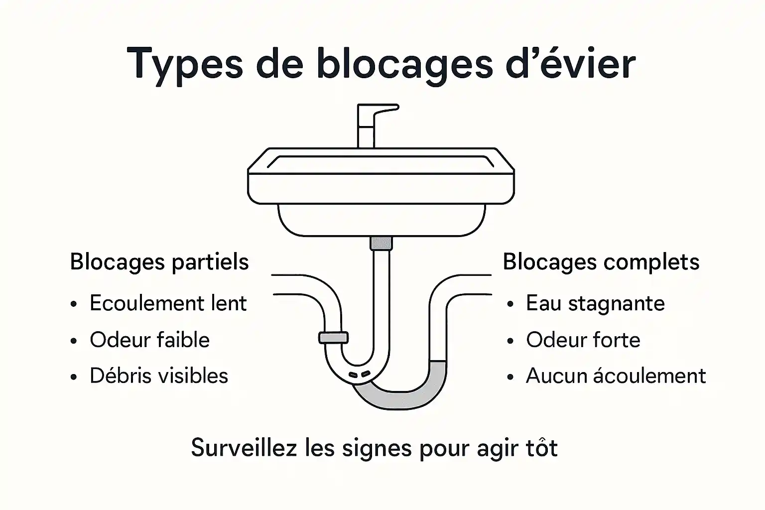 Infographie : les principales causes d’un évier bouché