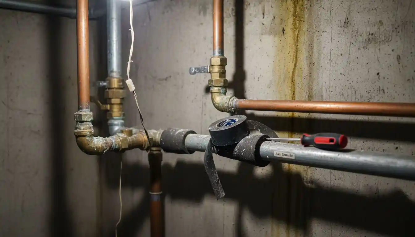 Présence de traces de corrosion sur les conduites en cuivre et en acier